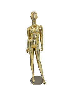 GOLD CHROME FEMALE MANNEQUIN WITH REMOVABLE EGG HEAD MAF-BODY7/GOLD
