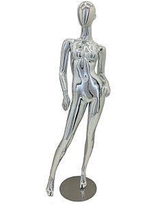 FEMALE SILVER CHROME MANNEQUIN WITH REMOVABLE HEAD (MAF-BODY6/SICH)