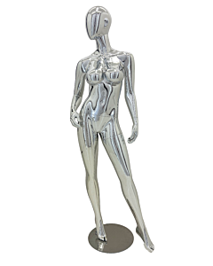 FEMALE SILVER CHROME MANNEQUIN WITH REMOVABLE HEAD (MAF-BODY10/SICH)