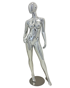 SILVER CHROME FEMALE BRAZILIAN MANNEQUIN WITH REMOVABLE EGG HEAD  (MAF-BRZ-5/SICH)