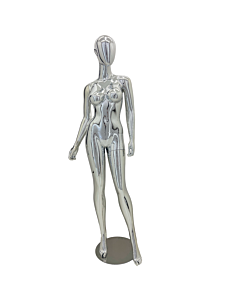 FEMALE SILVER CHROME BRAZILIAN MANNEQUIN WITH REMOVABLE HEAD (MAF-BRZ-1/SICH)
