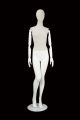FEMALE LINEN FABRIC EGG MANNEQUIN W/ WHITE WOOD ARMS (MAF-ARM2-2/WHLN) 