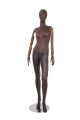 FEMALE BROWN LEATHERETTE EGG MANNEQUIN W/ BROWN WOOD ARMS (MAF-ARM2-3/BRLE)  