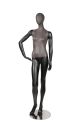 MIXED FABRIC MANNEQUIN MATTE BLACK WITH DISTRESSED LEATHERETTE FABRIC AND REMOVABLE HEAD (MAF-S2-102/BLLE)