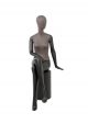 MIXED FABRIC SITTING MANNEQUIN MATTE BLACK WITH LEATHERETTE AND REMOVABLE HEAD  (MAF-S2-106/BLLE)