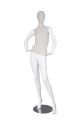 MIXED FABRIC MANNEQUINS MATTE WHITE WITH LINEN FABRIC W/ REMOVABLE HEAD  (MAF-S2-108/WHLN)