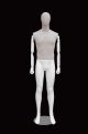 MALE LINEN FABRIC EGG MANNEQUIN W/ WHITE WOOD ARMS (MAM-ARM2-1/WHLN) 