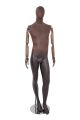 MALE BROWN LEATHERTTE FABRIC EGG MANNEQUIN W/ BROWN WOOD ARMS (MAM-ARM2-3/BRLE)