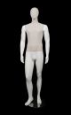 MIXED FABRIC MALE MANNEQUIN MATTE WHITE WITH LINEN FABRIC AND REMOVABLE HEAD (MAM-S2-101/WHLN) 