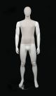 MIXED FABRIC MALE MANNEQUIN MATTE WHITE WITH LINEN FABRIC AND REMOVABLE HEAD (MAM-S2-102/WHLN)