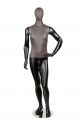 MIXED FABRIC MALE MANNEQUIN MATTE BLACK WITH DISTRESSED LEATHERETTE FABRIC AND REMOVABLE HEAD (MAM-S2-103/BLLE)