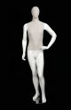 MIXED FABRIC MALE MANNEQUIN MATTE WHITE WITH LINEN FABRIC AND REMOVABLE HEAD (MAM-S2-103/WHLN)