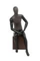 MIXED FABRIC MALE SITTING MANNEQUIN MATTE WHITE WITH LINEN FABRIC AND REMOVABLE HEAD (MAM-S2-105/BLLE)